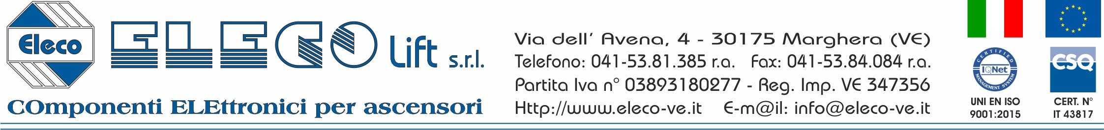 Eleco lift srl - Via dell'Avena 4, 30175 Marghera (VE), Tel. 041/5381385, Fax: 041/921475, e-mail: info@eleco-ve.it